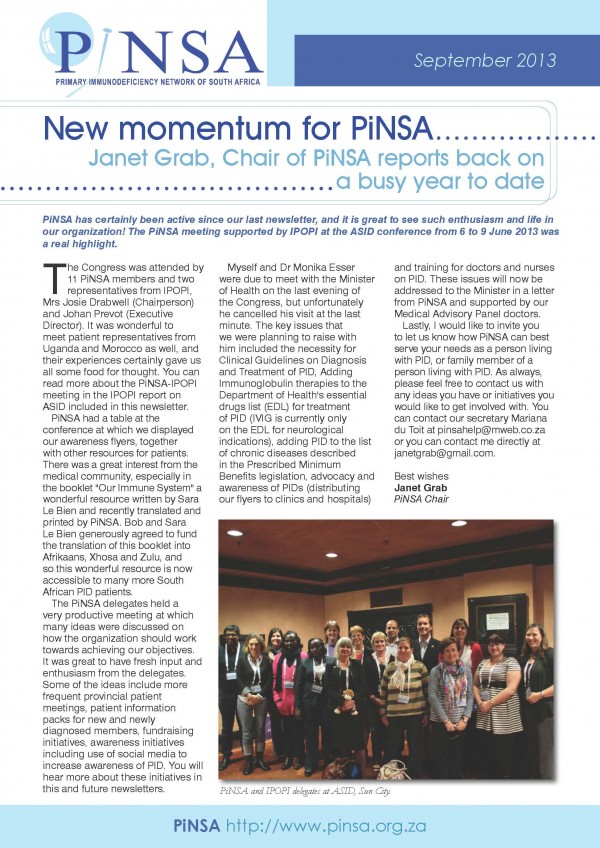 PiNSA newsletter Sept 2013